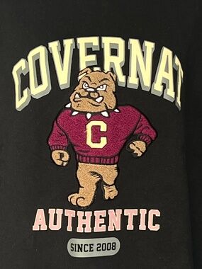 Covernat Crewneck Sweatshirt Black Bulldog Size M 100% Cotton